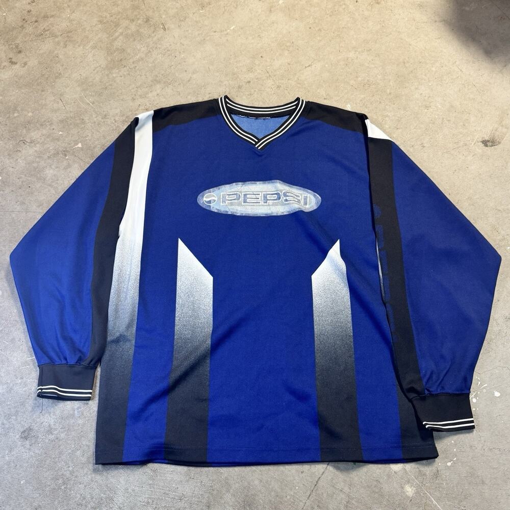 Vintage 90s Pepsi Jersey Long Sleeve Mens Size L/XL Generation Next Cola Promo